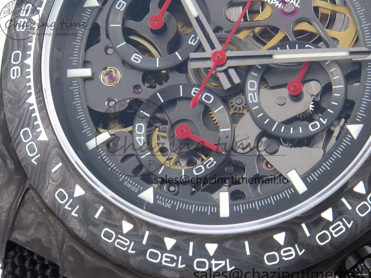 Best 40mm N6F Skeleton Black DD4801 Daytona Dial Gray Diw 1:1 Strap Edition Nylon 1126